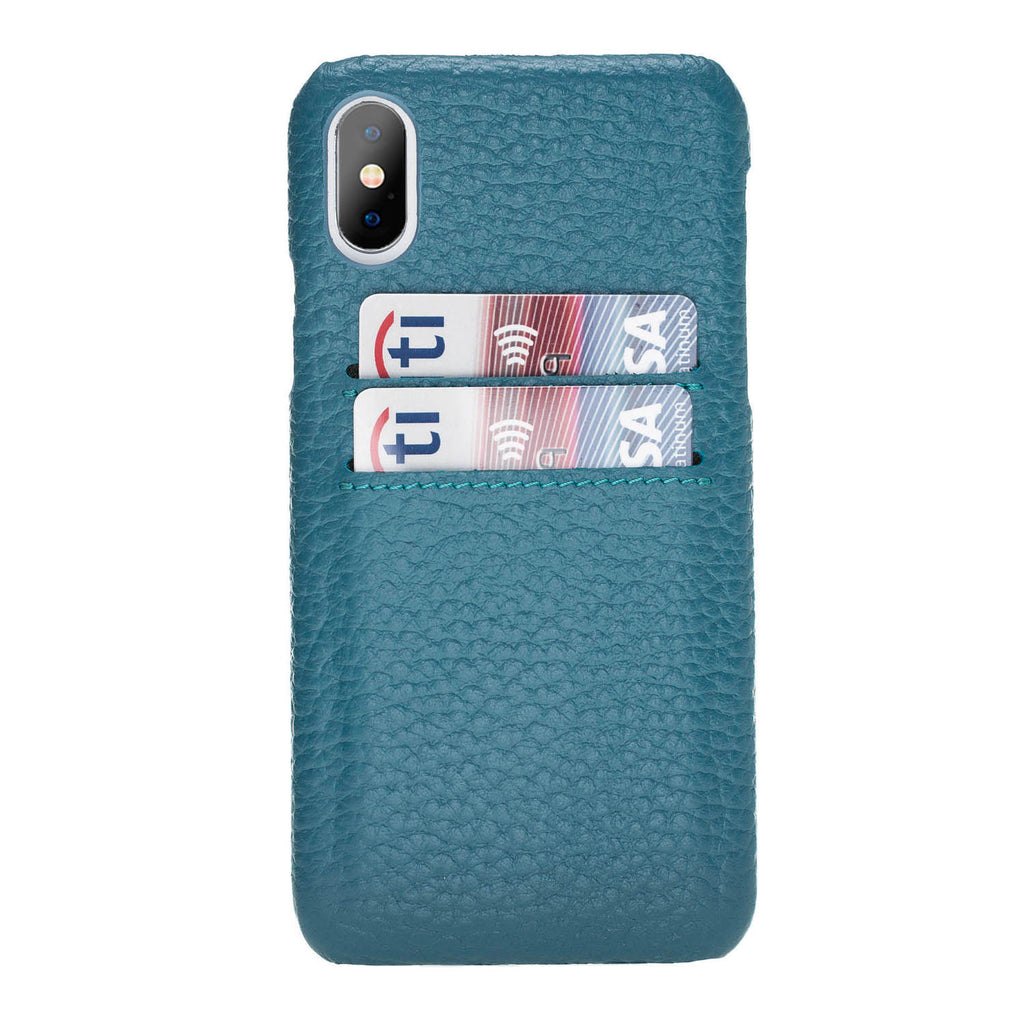 iPhone X-XS Turquoise Leather Snap-On Case with Card Holder - Hardiston - 1