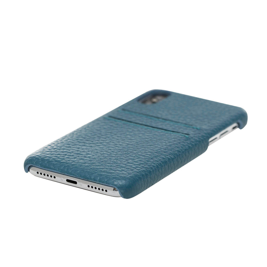 iPhone X-XS Turquoise Leather Snap-On Case with Card Holder - Hardiston - 5