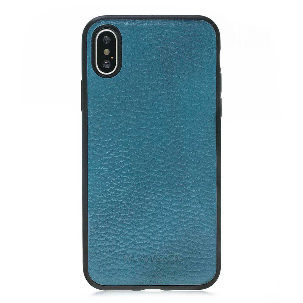 iPhone X / XS Turquoise Leather Snap-On Flex Case - Hardiston - 1