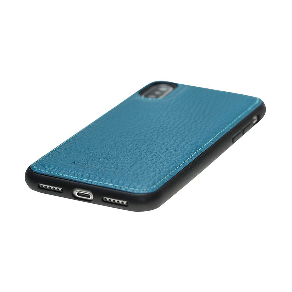 iPhone X / XS Turquoise Leather Snap-On Flex Case - Hardiston - 4
