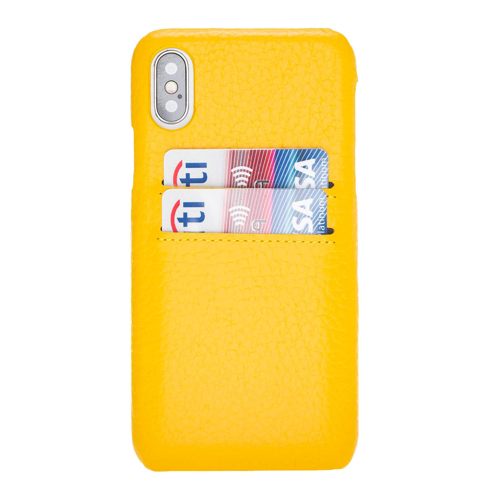 iPhone X-XS Yellow Leather Snap-On Case with Card Holder - Hardiston - 1