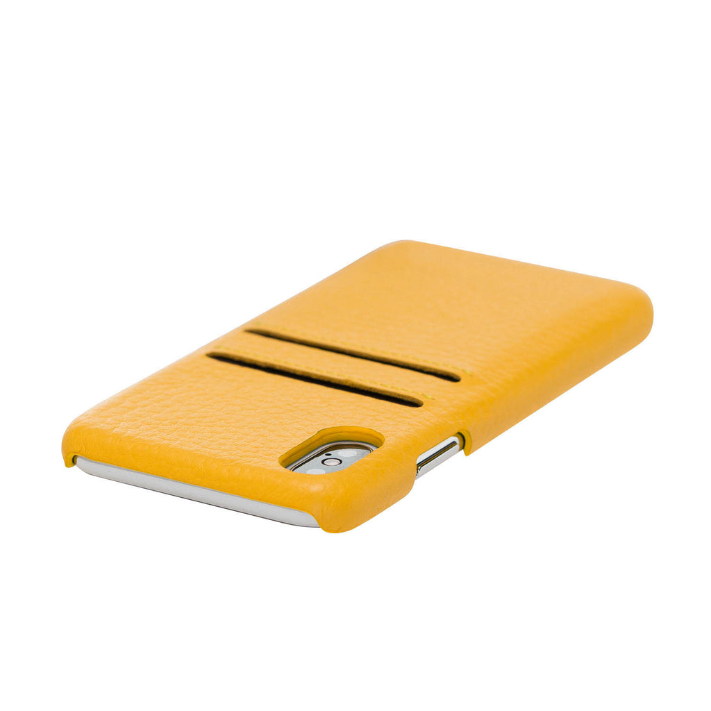 iPhone X-XS Yellow Leather Snap-On Case with Card Holder - Hardiston - 6