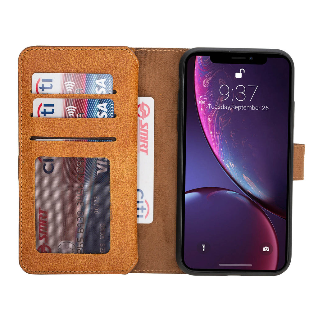 iPhone XR Amber Leather Detachable Dual 2-in-1 Wallet Case with Card Holder - Hardiston - 2