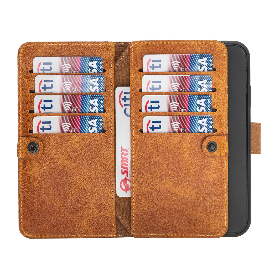 iPhone XR Amber Leather Detachable Dual 2-in-1 Wallet Case with Card Holder - Hardiston - 3