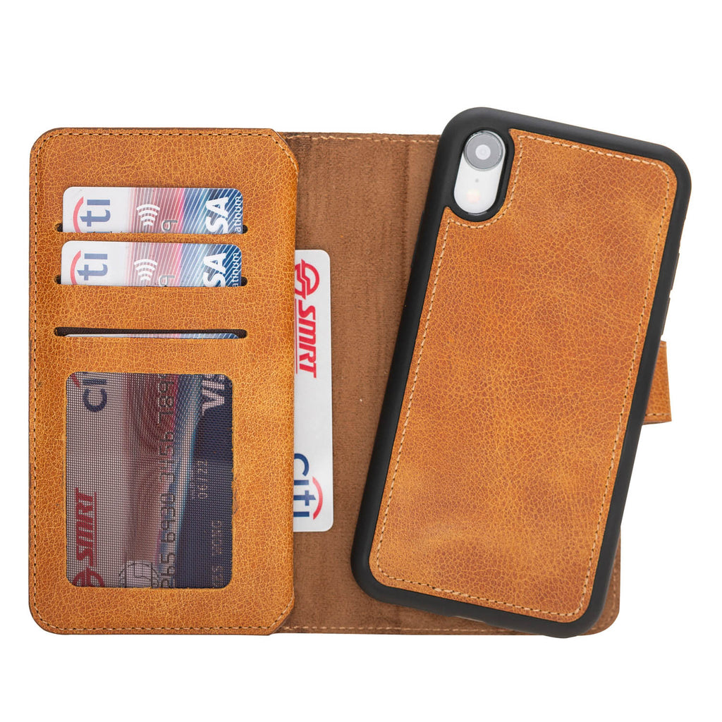iPhone XR Amber Leather Detachable Dual 2-in-1 Wallet Case with Card Holder - Hardiston - 4