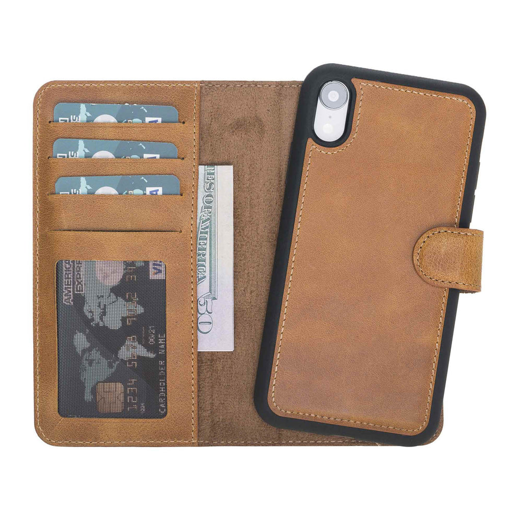 iPhone XR Amber Leather Detachable 2-in-1 Wallet Case with Card Holder - Hardiston - 2