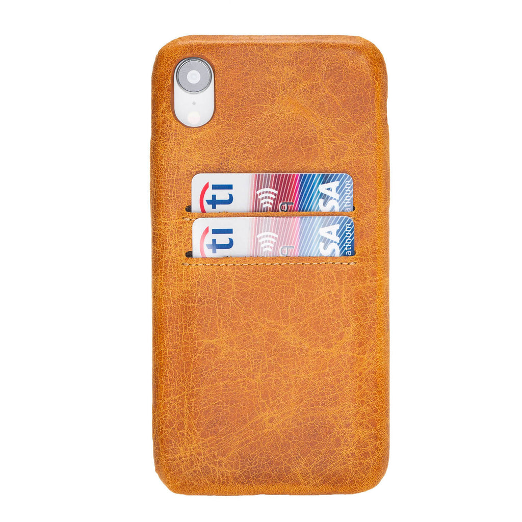 iPhone XR Amber Leather Snap-On Case with Card Holder - Hardiston - 1