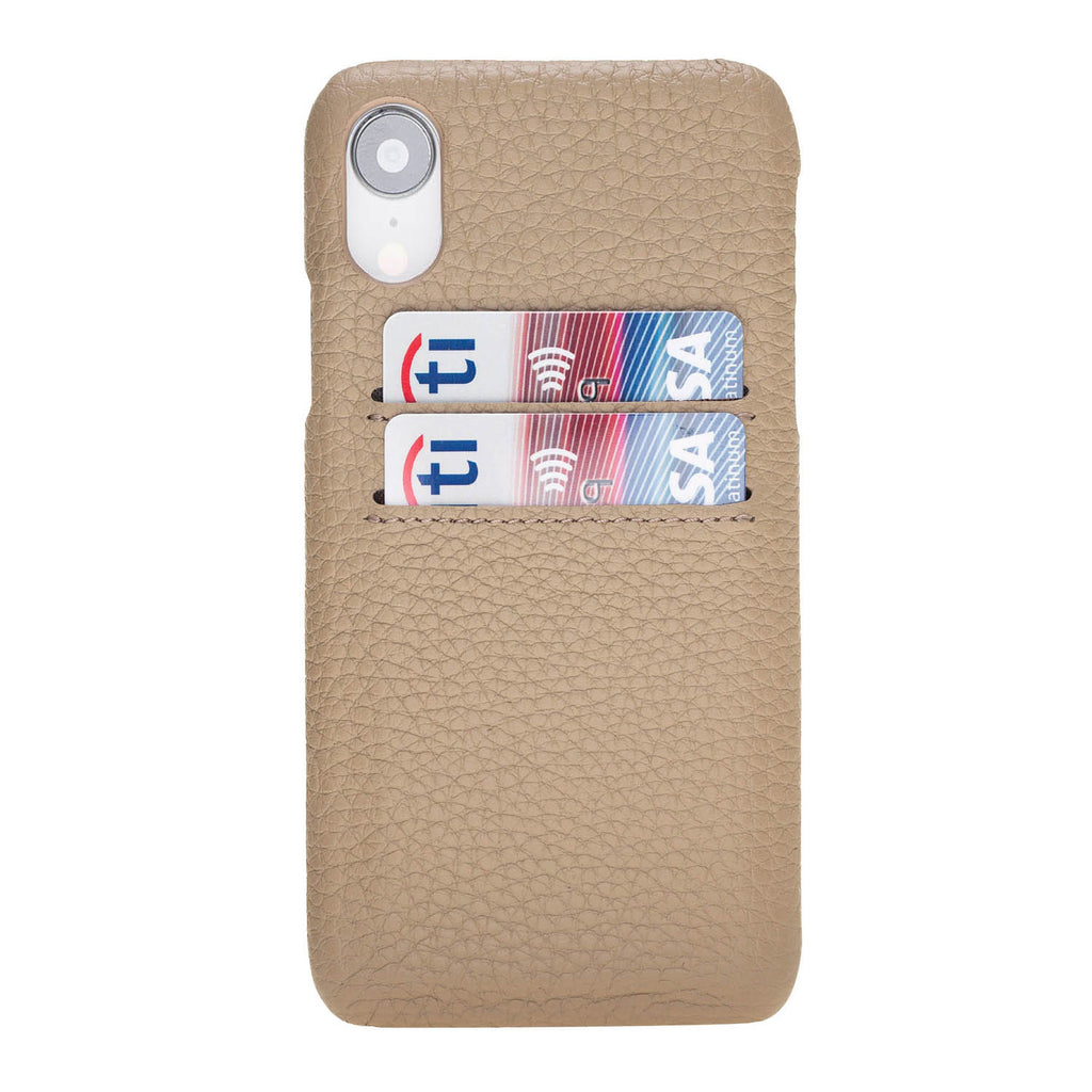 iPhone XR Beige Leather Snap-On Case with Card Holder - Hardiston - 1