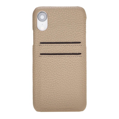 iPhone XR Beige Leather Snap-On Case with Card Holder - Hardiston - 2