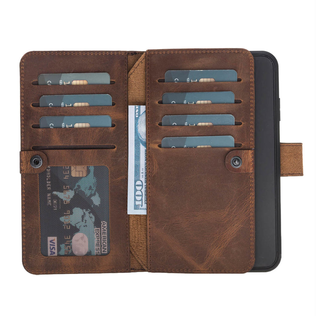 iPhone XR Brown Leather Detachable Dual 2-in-1 Wallet Case with Card Holder - Hardiston - 3