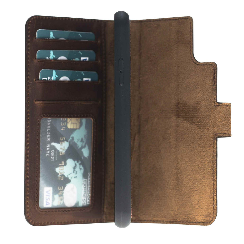 iPhone XR Brown Leather Detachable 2-in-1 Wallet Case with Card Holder - Hardiston - 3