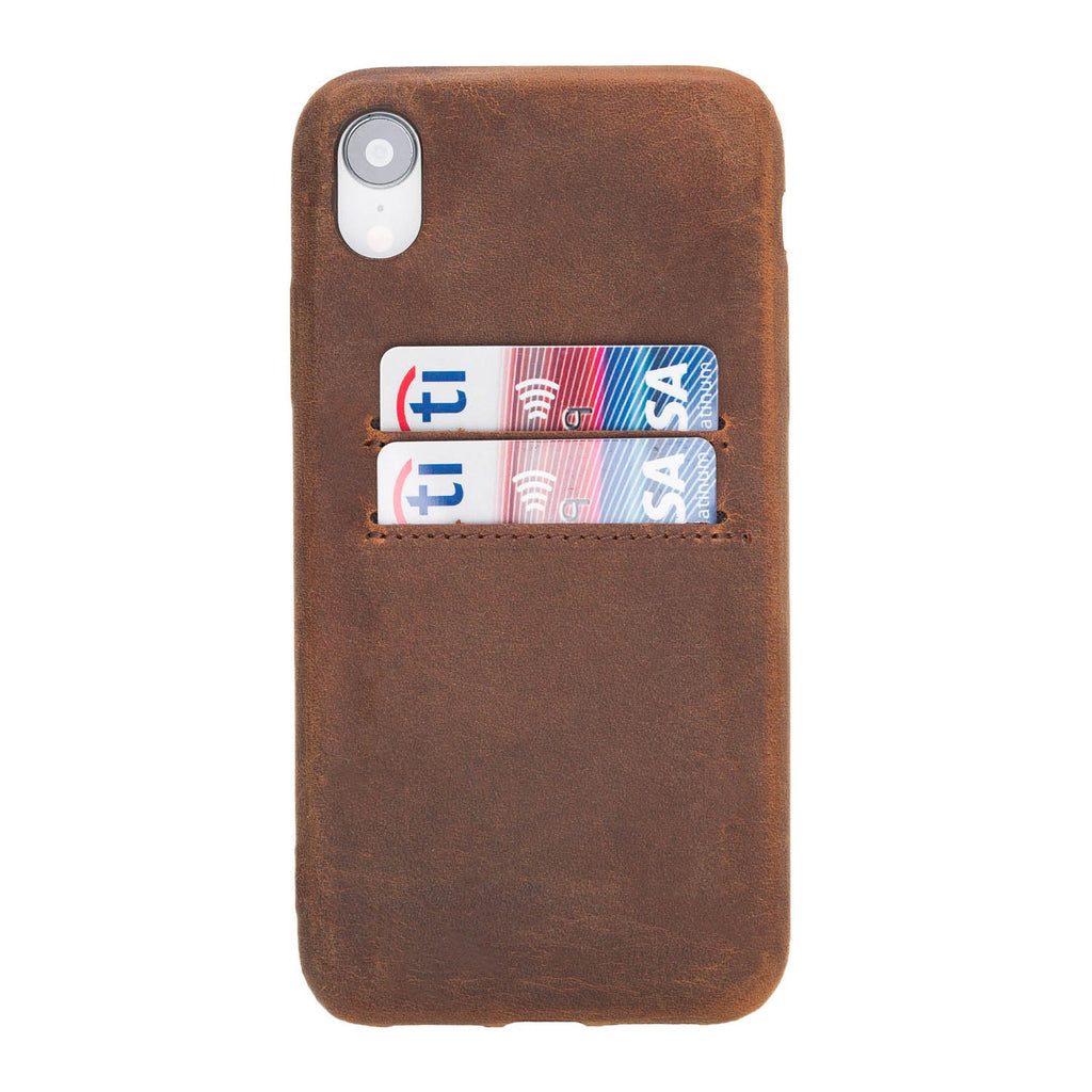 iPhone XR Brown Leather Snap-On Case with Card Holder - Hardiston - 1