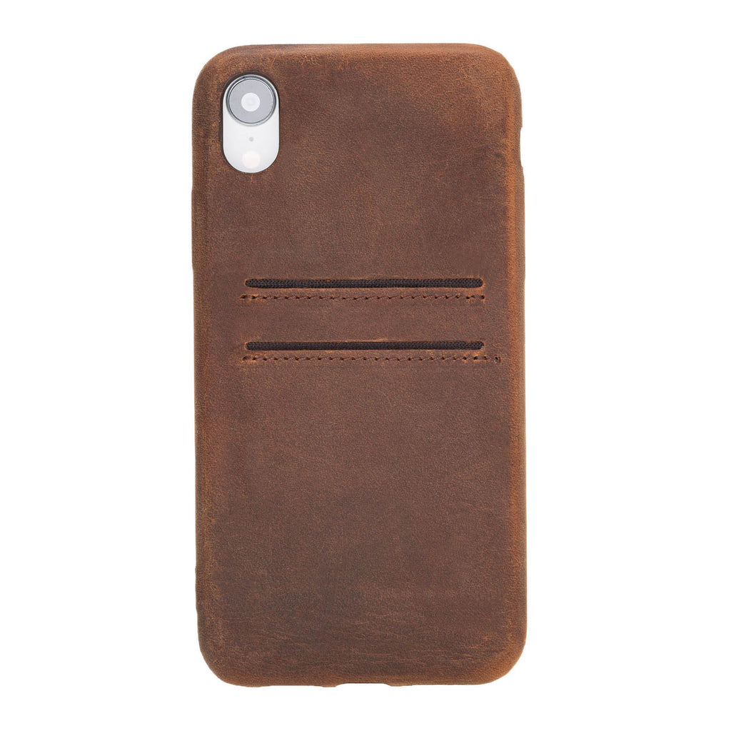 iPhone XR Brown Leather Snap-On Case with Card Holder - Hardiston - 2