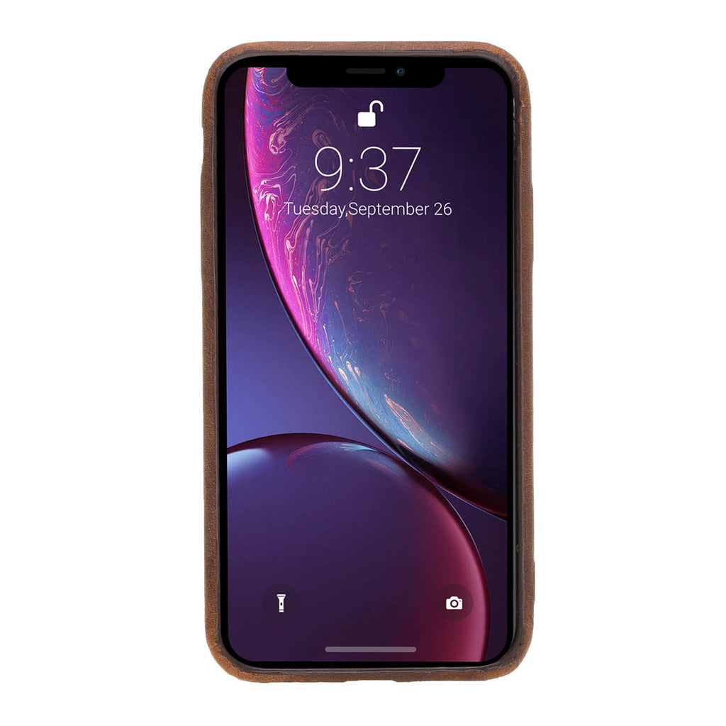 iPhone XR Brown Leather Snap-On Case with Card Holder - Hardiston - 3
