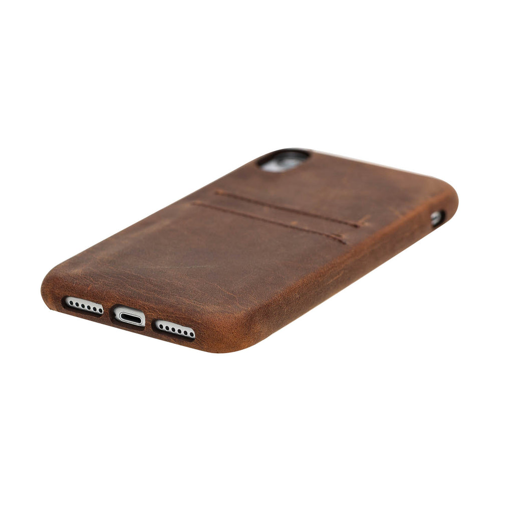iPhone XR Brown Leather Snap-On Case with Card Holder - Hardiston - 5