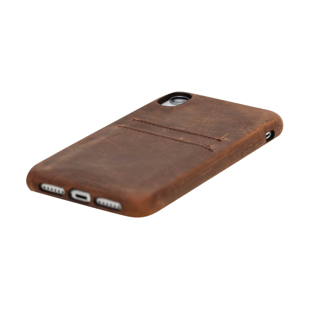 iPhone XR Brown Leather Snap-On Case with Card Holder - Hardiston - 6