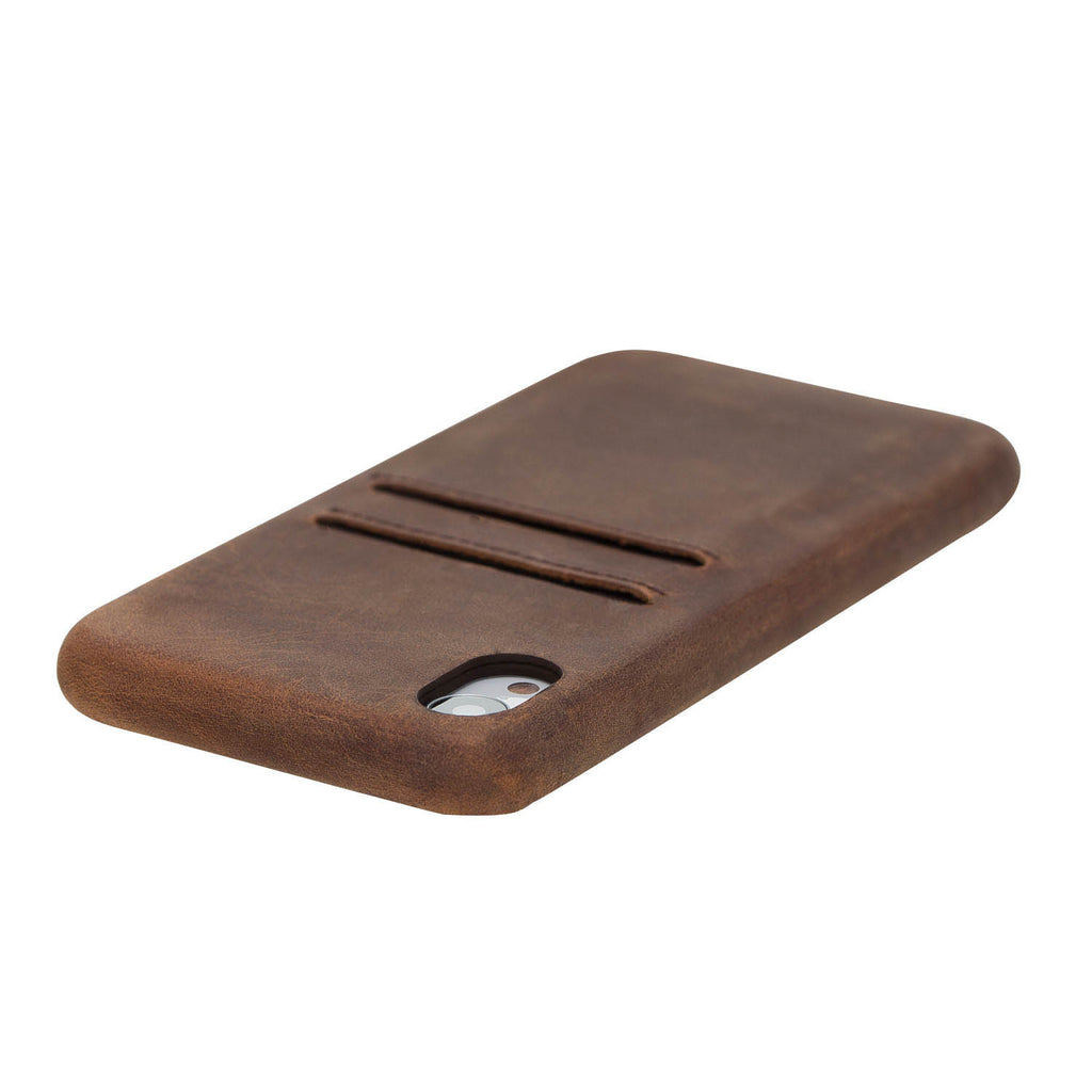iPhone XR Brown Leather Snap-On Case with Card Holder - Hardiston - 7