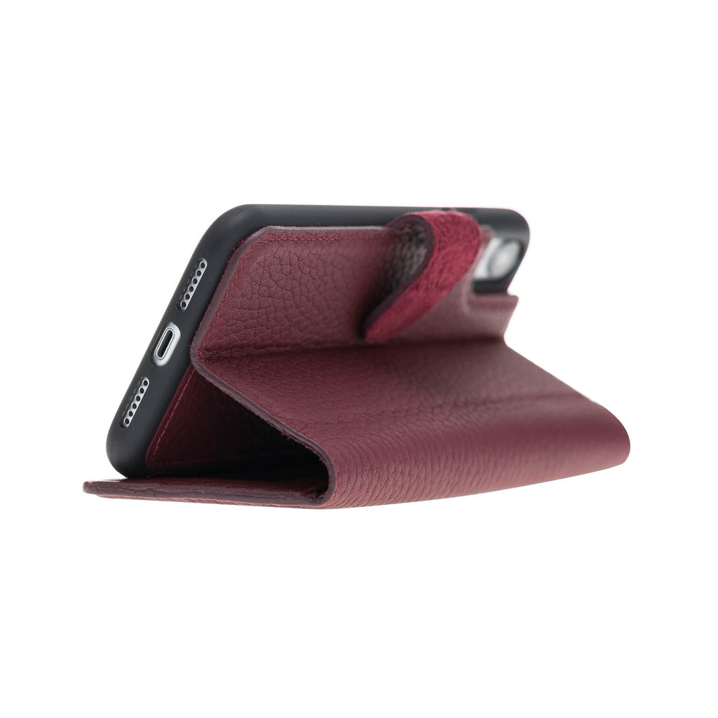 iPhone XR Burgundy Leather Detachable 2-in-1 Wallet Case with Card Holder - Hardiston - 8