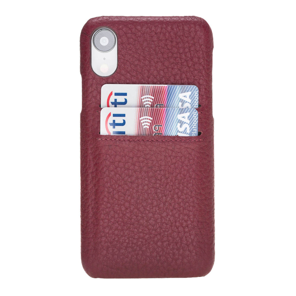 iPhone XR Burgundy Leather Snap-On Case with Card Holder - Hardiston - 1