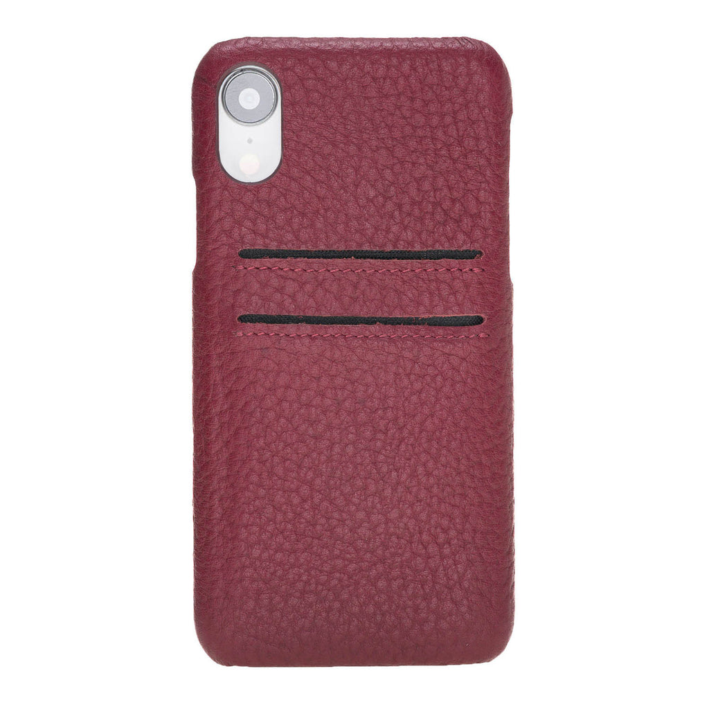 iPhone XR Burgundy Leather Snap-On Case with Card Holder - Hardiston - 2