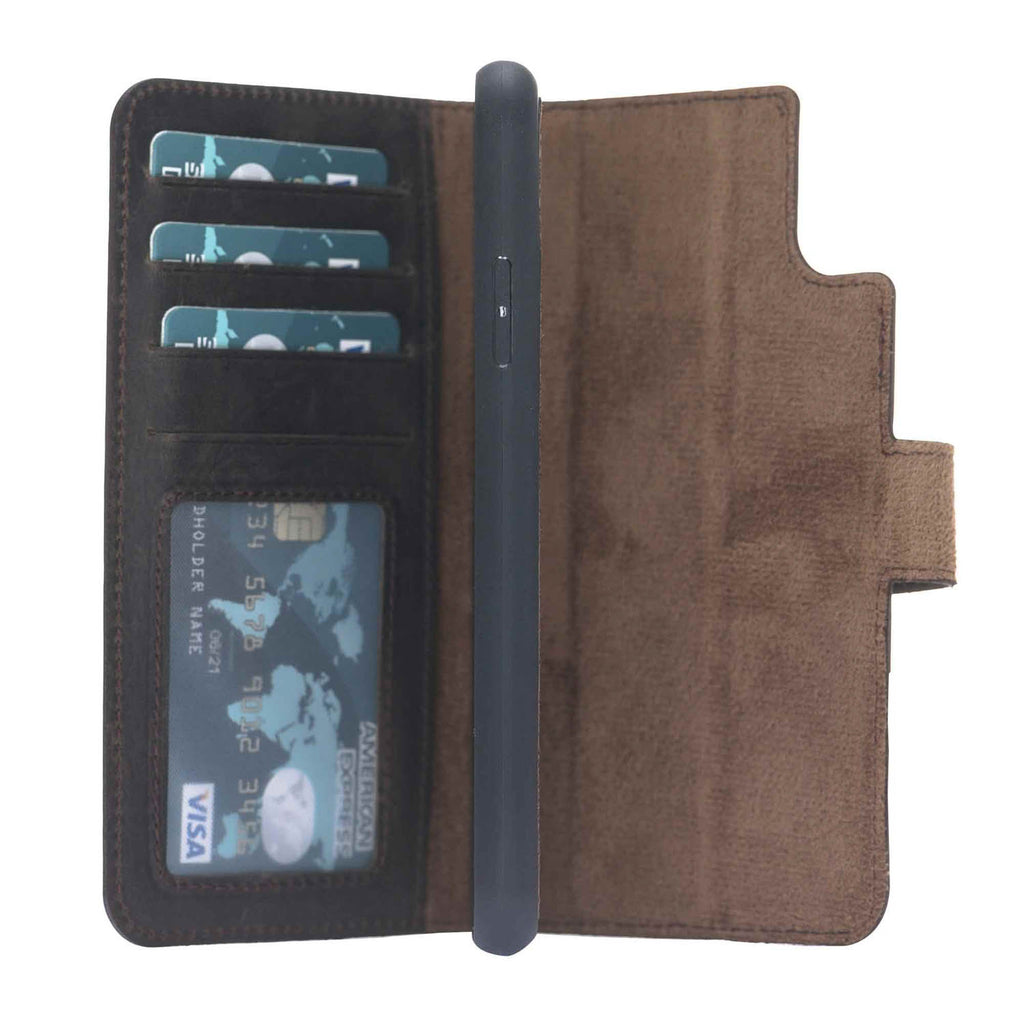 iPhone XR Mocha Leather Detachable 2-in-1 Wallet Case with Card Holder - Hardiston - 3