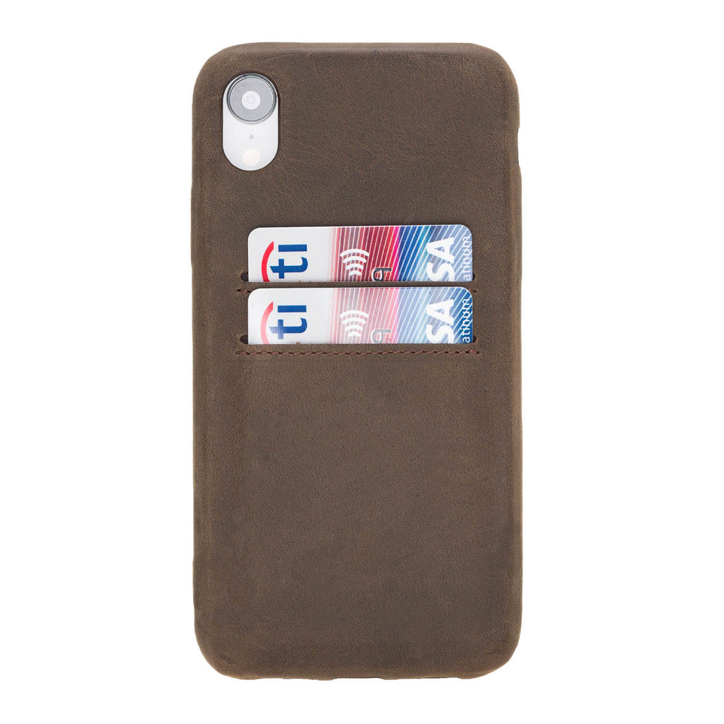 iPhone XR Mocha Leather Snap-On Case with Card Holder - Hardiston - 1