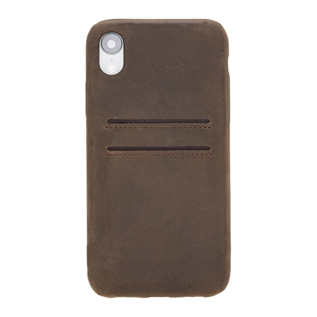 iPhone XR Mocha Leather Snap-On Case with Card Holder - Hardiston - 2