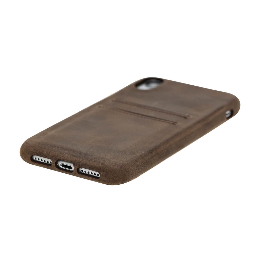 iPhone XR Mocha Leather Snap-On Case with Card Holder - Hardiston - 5