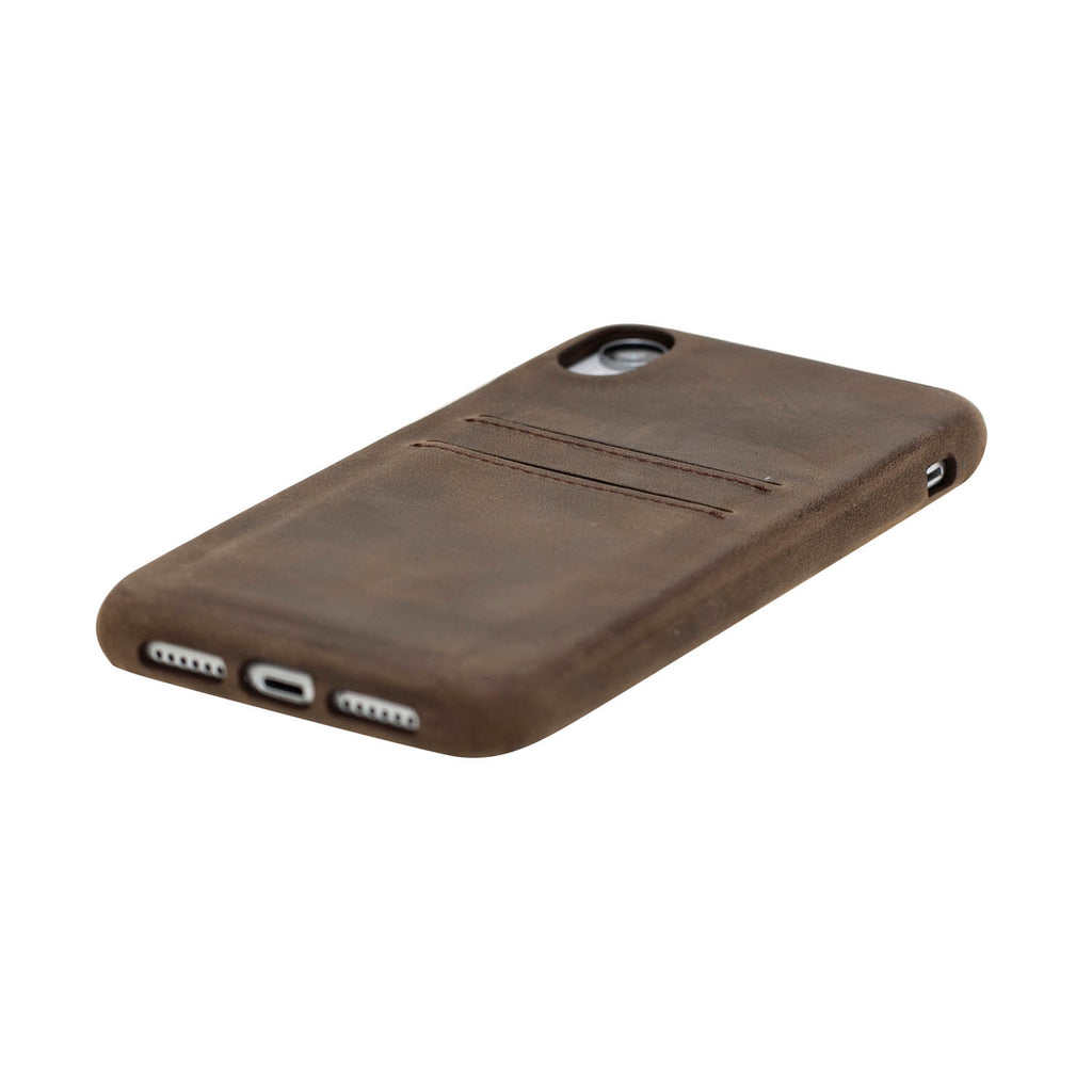 iPhone XR Mocha Leather Snap-On Case with Card Holder - Hardiston - 6