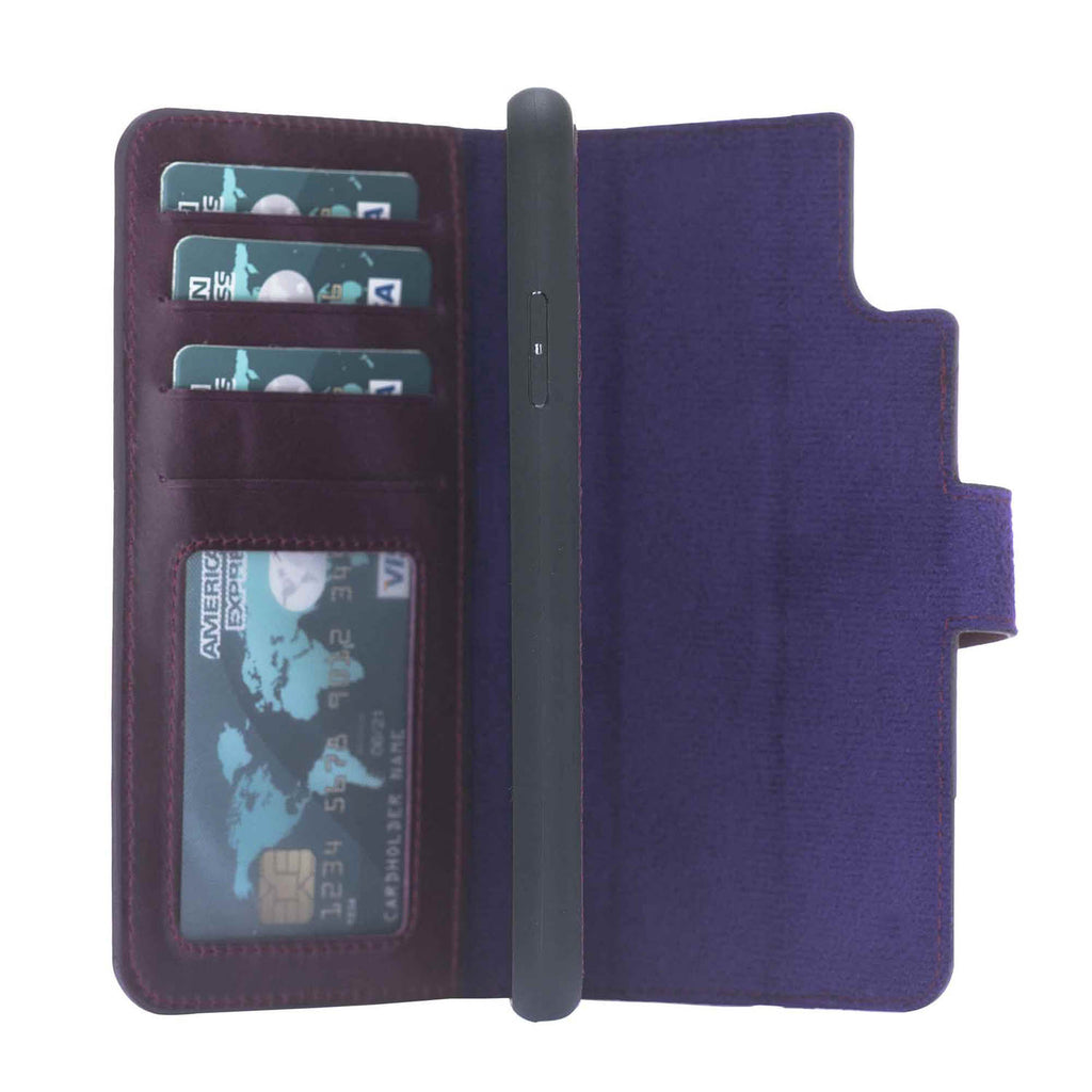 iPhone XR Purple Leather Detachable 2-in-1 Wallet Case with Card Holder - Hardiston - 3