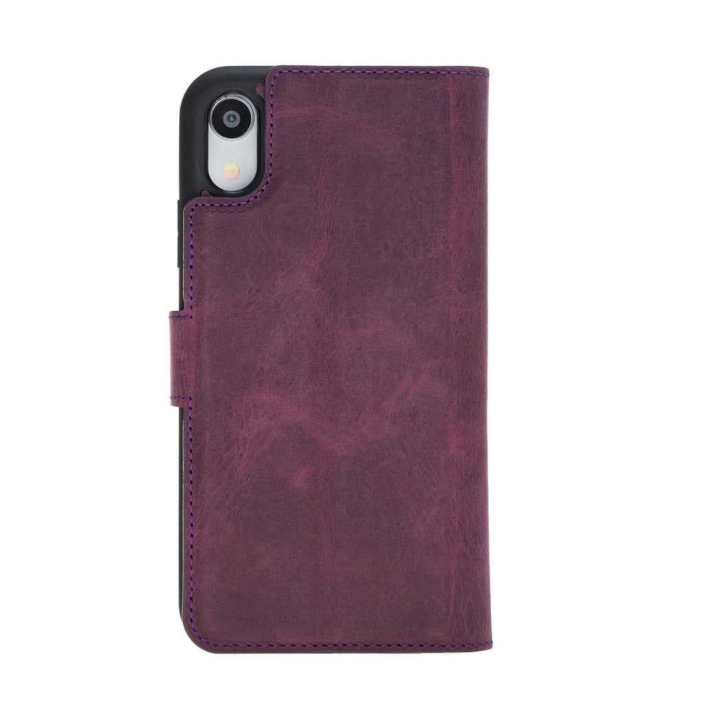 iPhone XR Purple Leather Detachable 2-in-1 Wallet Case with Card Holder - Hardiston - 5
