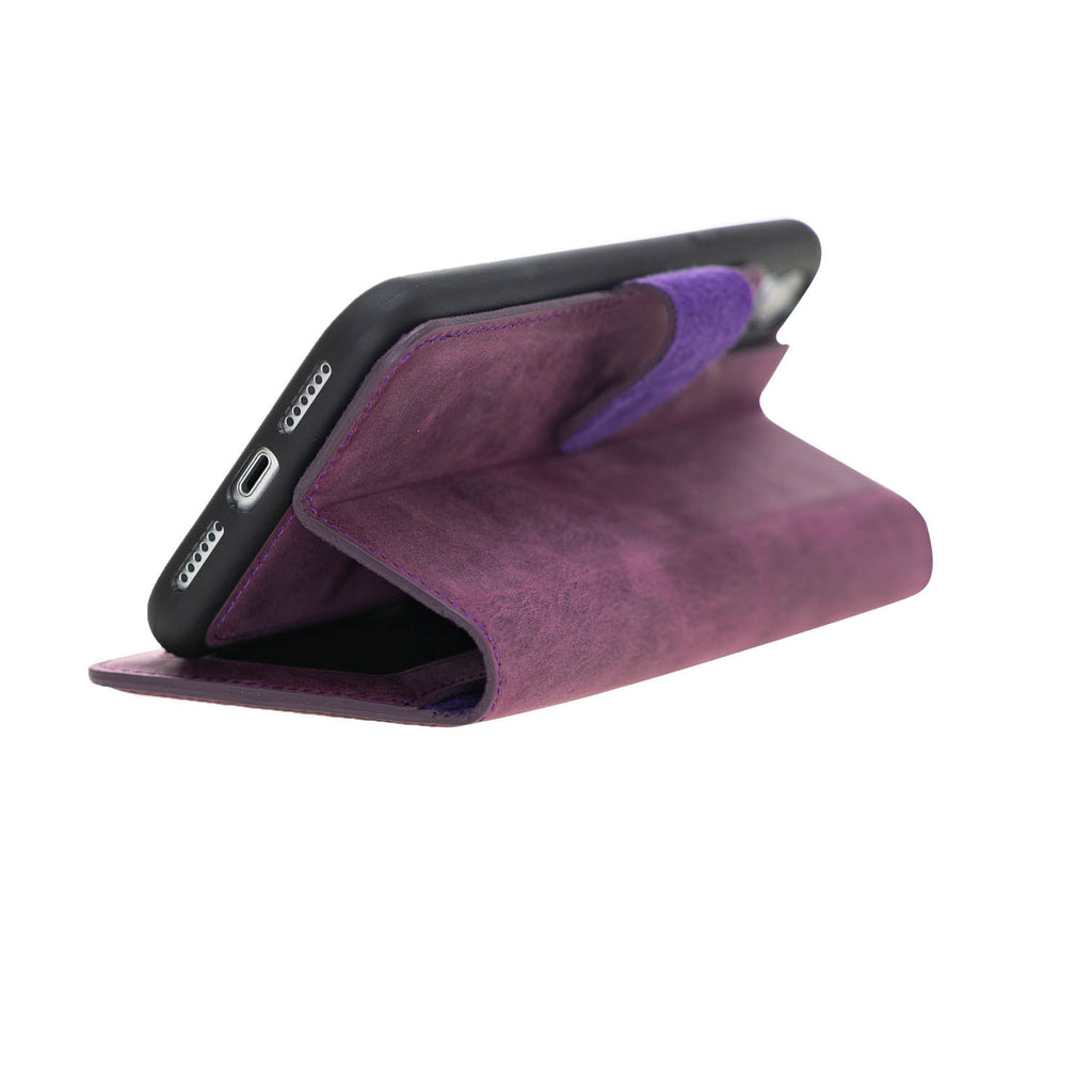 iPhone XR Purple Leather Detachable 2-in-1 Wallet Case with Card Holder - Hardiston - 8