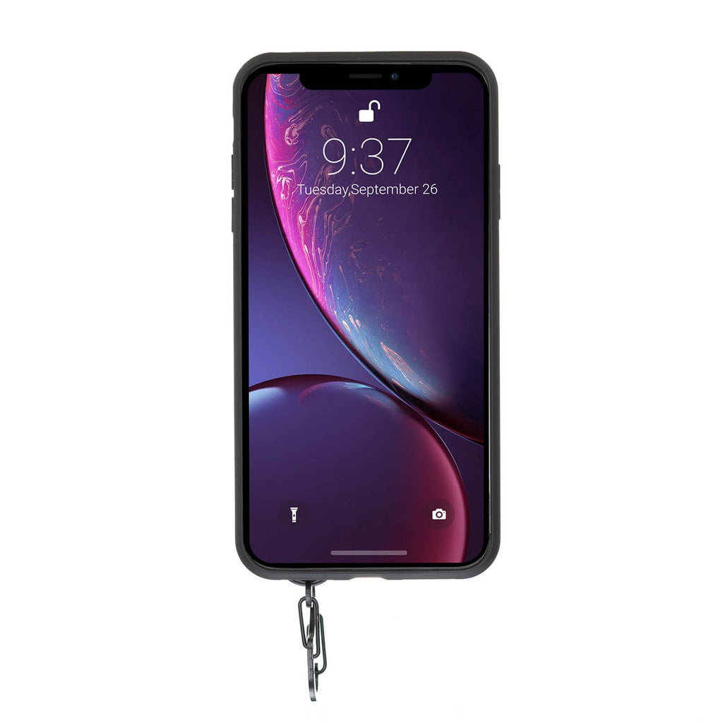 iPhone XR Purple Leather Snap On Card Holder Case with Back Strap Hardiston 3