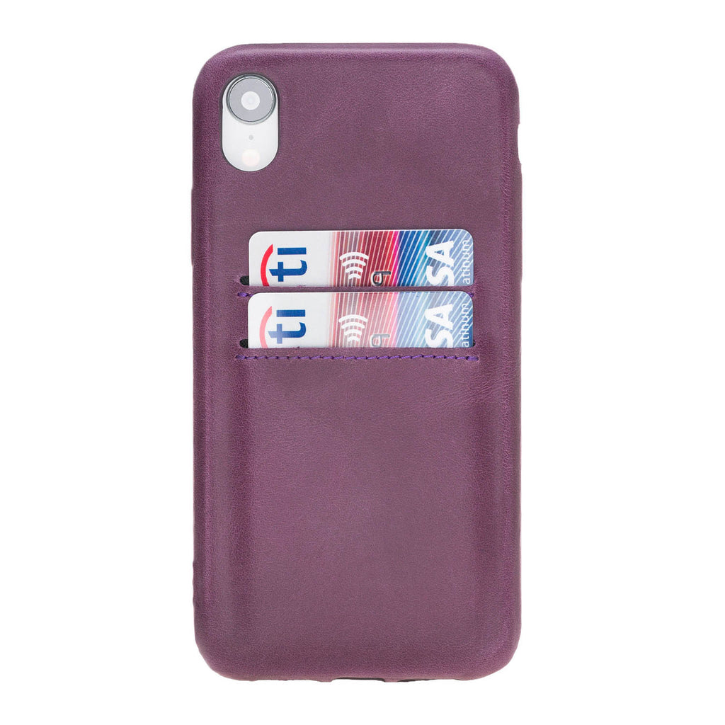 iPhone XR Purple Leather Snap-On Case with Card Holder - Hardiston - 1