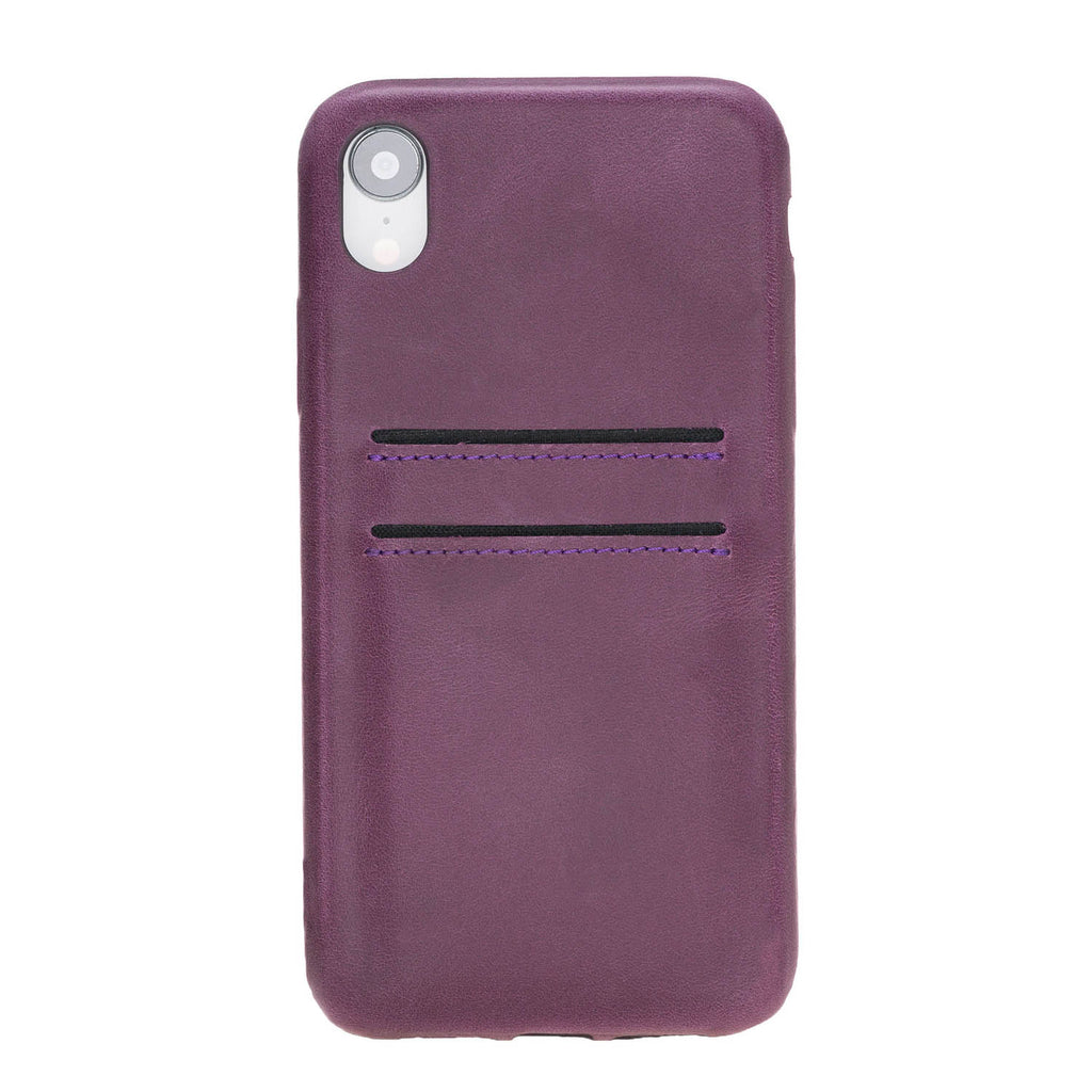 iPhone XR Purple Leather Snap-On Case with Card Holder - Hardiston - 2