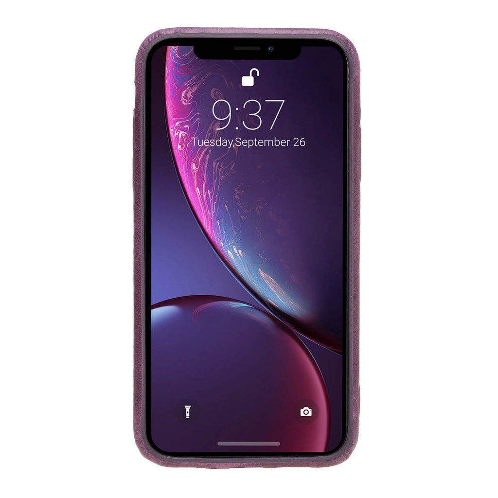 iPhone XR Purple Leather Snap-On Case with Card Holder - Hardiston - 3