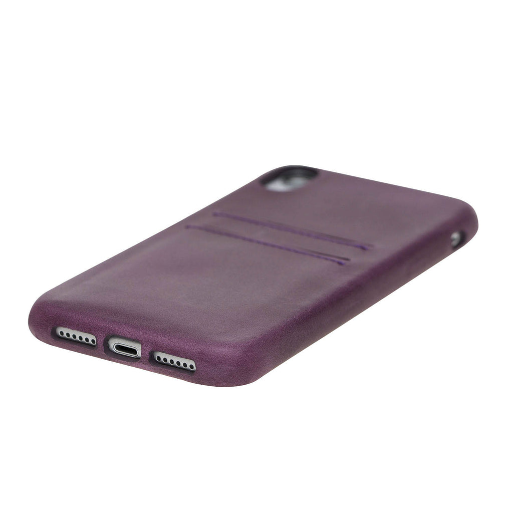iPhone XR Purple Leather Snap-On Case with Card Holder - Hardiston - 5