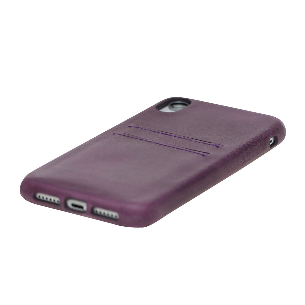 iPhone XR Purple Leather Snap-On Case with Card Holder - Hardiston - 6