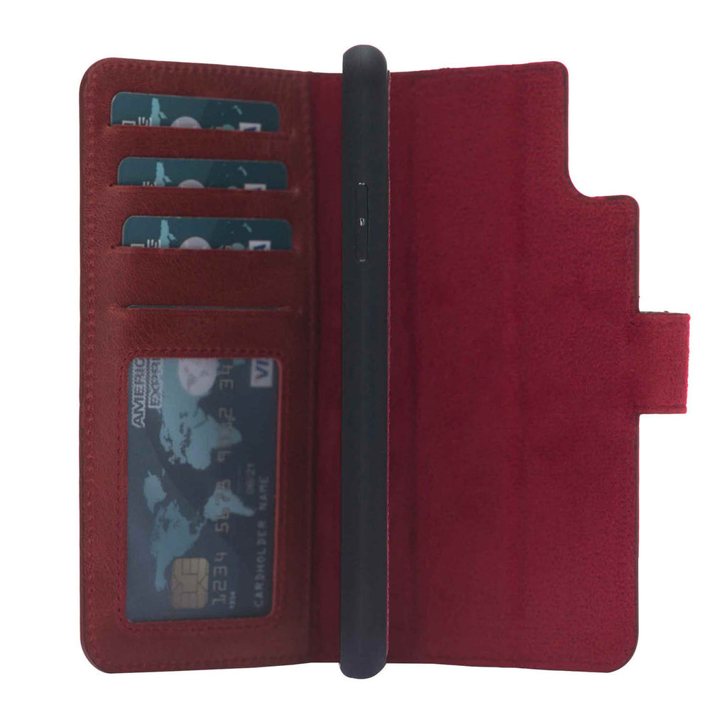 iPhone XR Red Leather Detachable 2-in-1 Wallet Case with Card Holder - Hardiston - 3