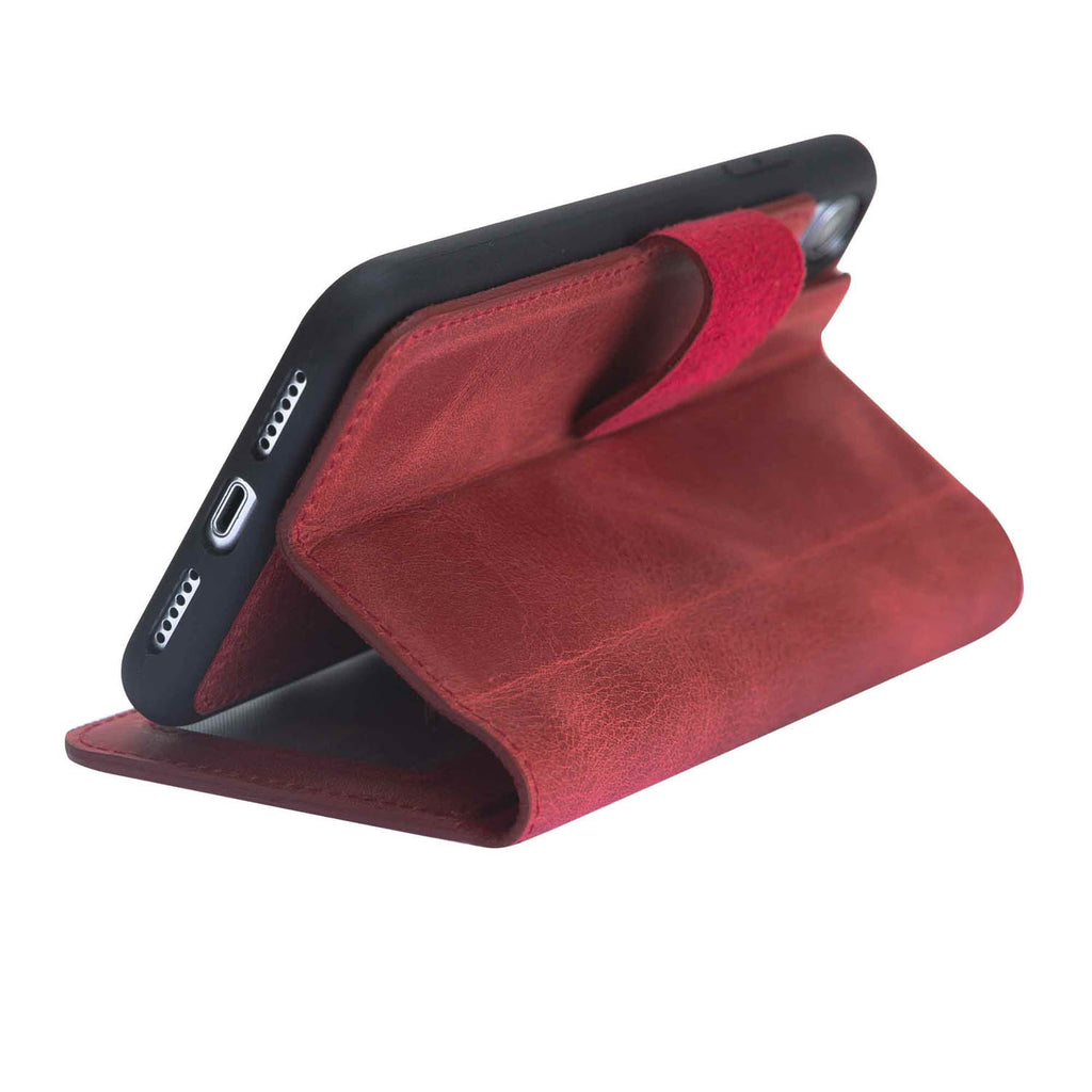 iPhone XR Red Leather Detachable 2-in-1 Wallet Case with Card Holder - Hardiston - 8