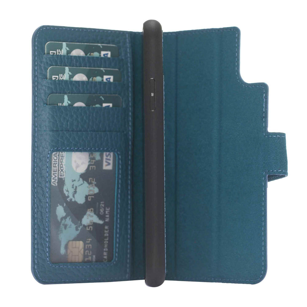 iPhone XR Turquoise Leather Detachable 2-in-1 Wallet Case with Card Holder - Hardiston - 3