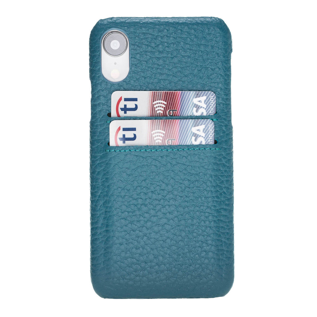 iPhone XR Turquoise Leather Snap-On Case with Card Holder - Hardiston - 1