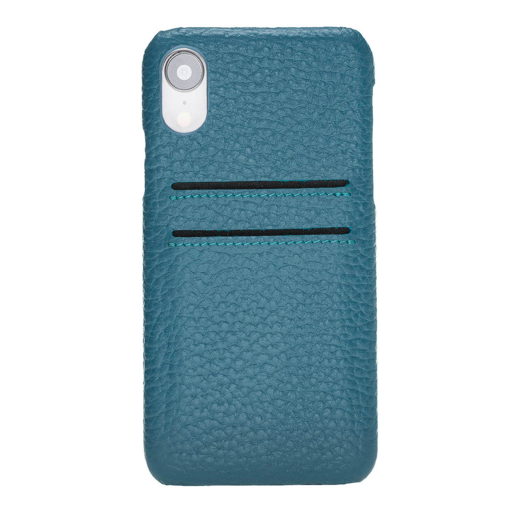 iPhone XR Turquoise Leather Snap-On Case with Card Holder - Hardiston - 2