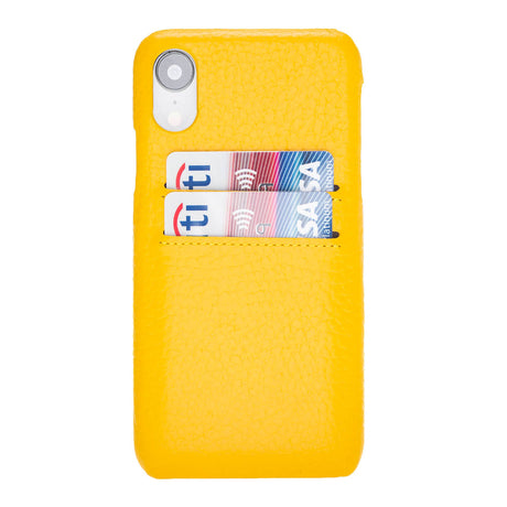 iPhone XR Yellow Leather Snap-On Case with Card Holder - Hardiston - 1