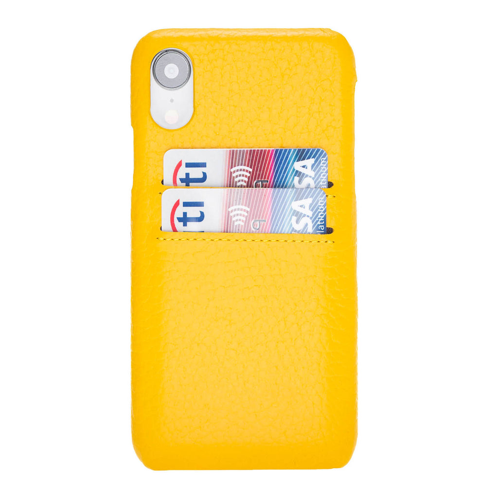 iPhone XR Yellow Leather Snap-On Case with Card Holder - Hardiston - 1