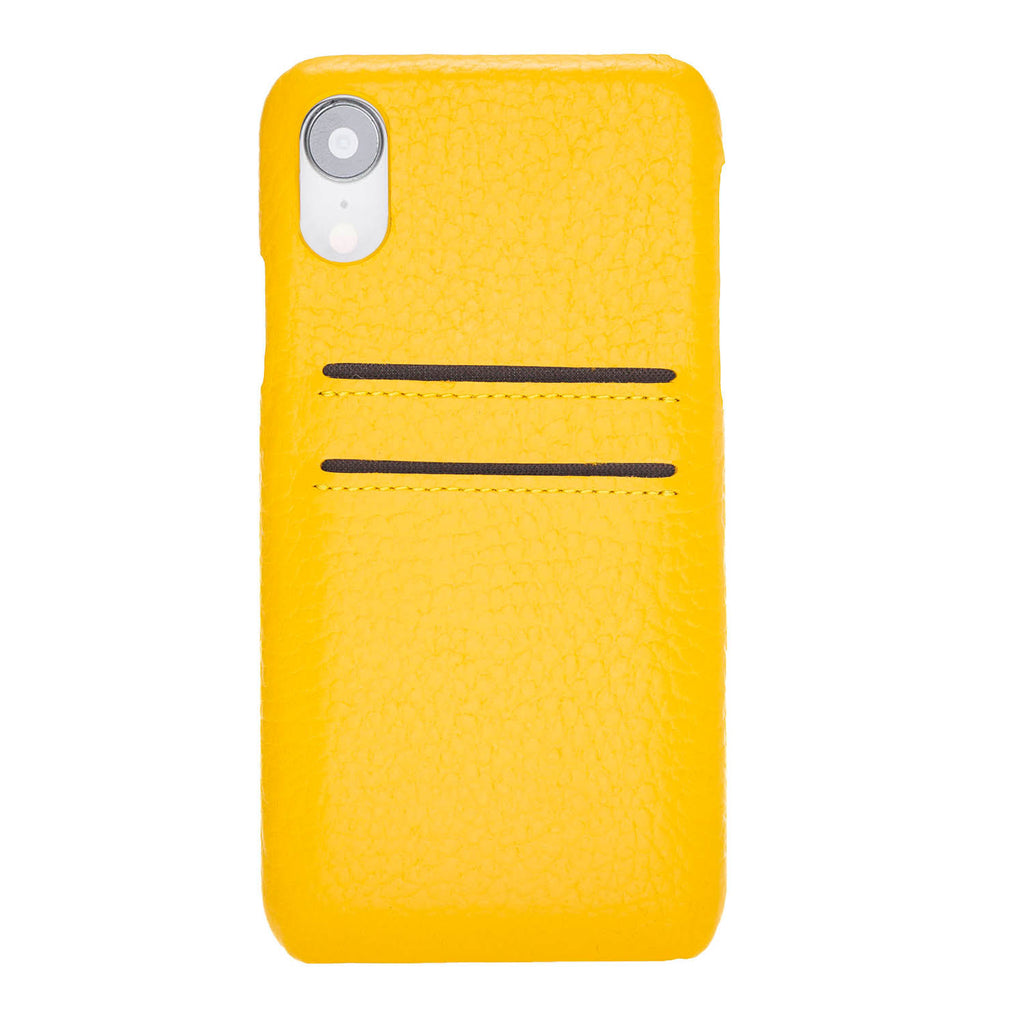 iPhone XR Yellow Leather Snap-On Case with Card Holder - Hardiston - 2