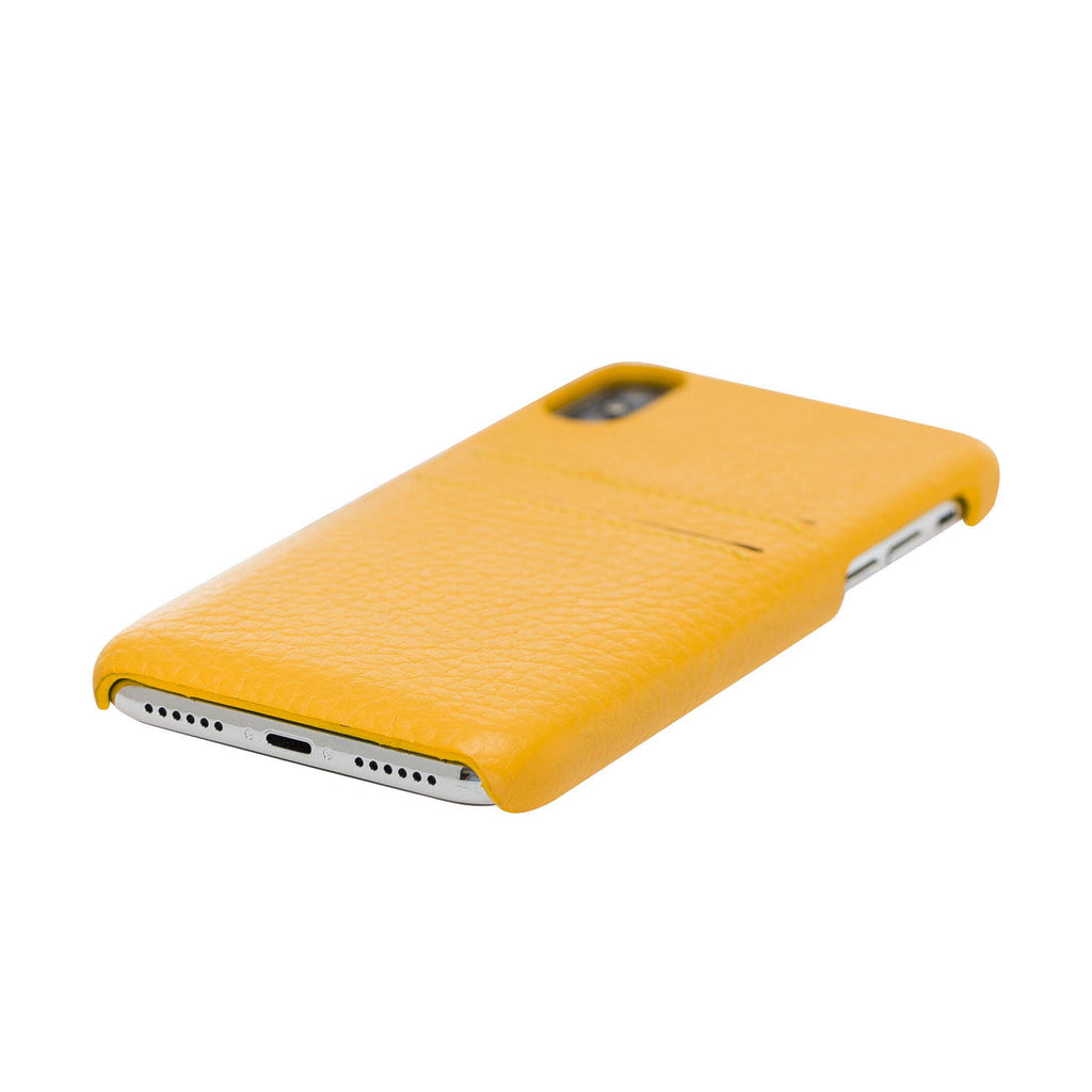 iPhone XR Yellow Leather Snap-On Case with Card Holder - Hardiston - 5