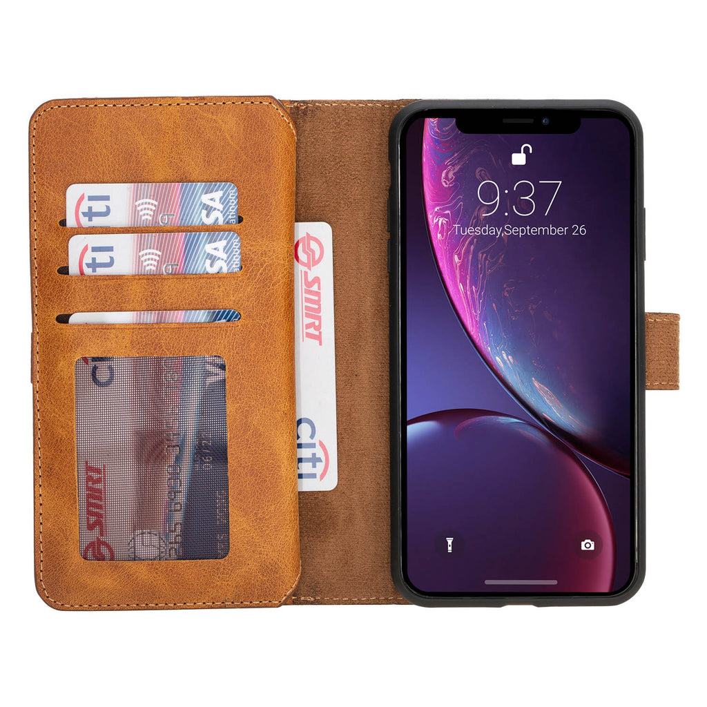 iPhone XS Max Amber Leather Detachable Dual 2-in-1 Wallet Case with Card Holder - Hardiston - 2
