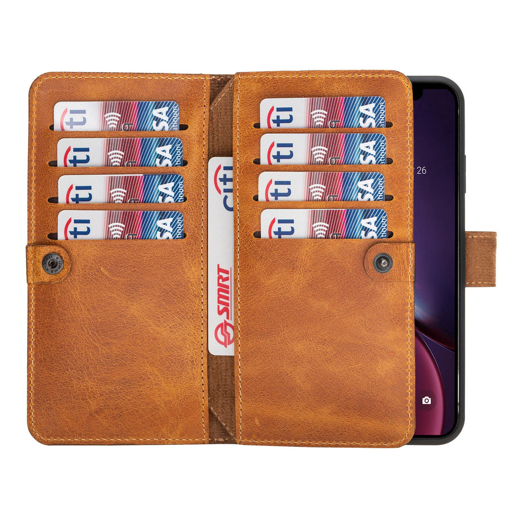 iPhone XS Max Amber Leather Detachable Dual 2-in-1 Wallet Case with Card Holder - Hardiston - 3