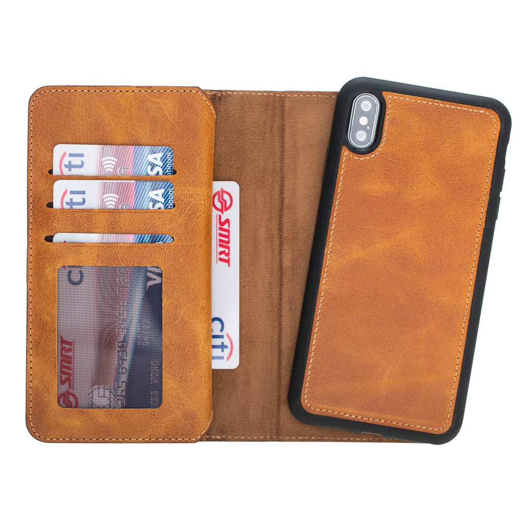 iPhone XS Max Amber Leather Detachable Dual 2-in-1 Wallet Case with Card Holder - Hardiston - 4